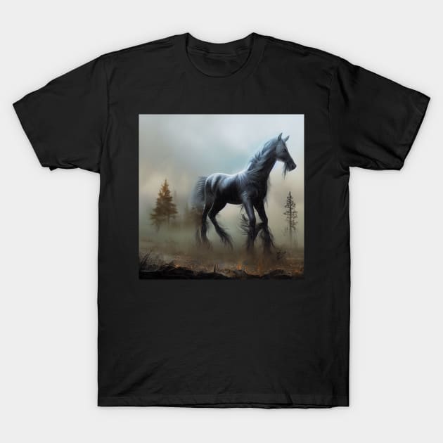 Horse In Post Apocalyptic World T-Shirt by Meoipp